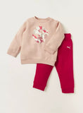 Puma girls nude & pink fleece shirt & jog set (set of 2) (Winter)