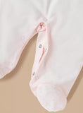Giggles pink threaded textured bow sleepsuit
