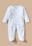 Juniors blue bird & car embroidered sleepsuit