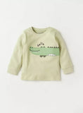 Juniors hello alligator printed shirt & pyjama set (set of 2)