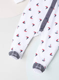 Juniors all over yatch printed collared sleepsuit