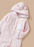 Juniors pink sheep embroidered fleece openfeet sleepsuit (winter)