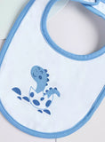 Juniors baby dino hatchling bib with button closure