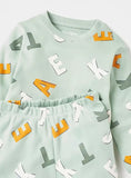 Juniors pastel alphabets printed shirt & pyjama set (set of 2)