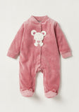 Juniors cute bear fleece embroidered closedfeet sleepsuit (Winter)