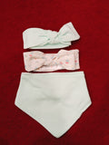 Juniors white floral headband & bib (pack of 3)