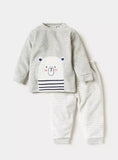 Juniors grey bear applique fleece shirt & Pyjama set (set of 2) (winter)