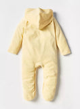 Juniors yellow flower fleece embroidered hooded sleepsuit (Winter)