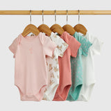 Mothercare bunny printed and half sleeves cotton bodysuits (set of 5)