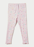Juniors pink splash ribbed leggings