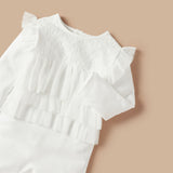 Giggles white lace & frill formal sleepsuit