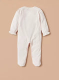 Giggles pink bow embroidered sleepsuit