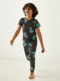 Juniors black dino printed shirt & pyjama set (set of 2) (Summer)