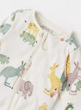 Juniors light animal printed zipped sleepsuit