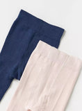 Juniors pink & navy texture tights (winter) set of 2