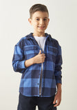 Juniors blue checkered dress shirt with hoodie (Winter)