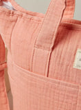 Giggles Textured Muslin Fabric Diaper Bag with Handles and Adjustable Strap