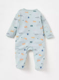 Juniors blue animals printed zipped sleepsuit