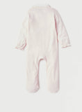 Juniors solid pink flower embroidered sleepsuit