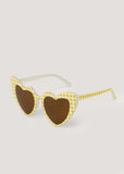 Matalan Kids Yellow Gingham Heart Sunglasses