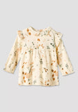 Juniors beige girls floral shirt & pyjama set (set of 2)