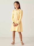 Juniors yellow flower embroidered polo frock