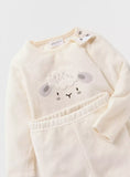 Juniors sheep applique fleece ribbed shirt & pyjama set (set of 2) (winter)
