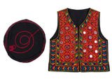 Girls embroidered waist coat with mirror embellishments(with cap)