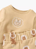 Juniors lion embroidered shirt & jog set (set of 2) (Fleece lined) (winter)