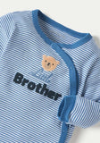 Juniors little brother embroidered stripped sleepsuit