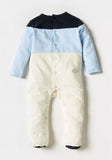 Giggles boys white & blue colorblock closedfeet sleepsuit (Thick cotton) (Winter)