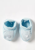 Giggles Stripped Slip-On Booties with Button Applique