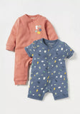 Juniors geometrical printed sleepsuit & romper set (set of 2)
