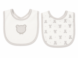 Giggles All over bear bib with button closure(set of 2)