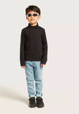 Juniors solid turtle neck black shirt with long sleeves (Winter)