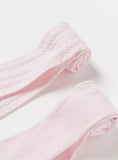 Juniors pink solid texture tights (set of 2)