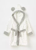 Juniors All Over Polka Dot Detail Hooded fleece bathrobe With Tie Up Belt