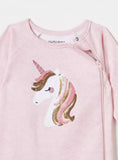 Juniors pink unicorn sequins zipped sleepsuit (Fleece lined) (Winter)