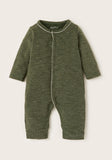 Juniors olive green ribbed openfeet sleepsuit