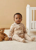 Juniors all over brown bear printed fleece zipped sleepsuit (winter)