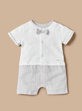 Giggles grey & white bow half romper (Summer)