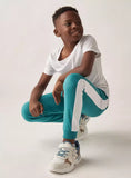 Juniors green & white colorblick jog pants (Winter)
