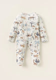 Juniors white pastel safari printed sleepsuit