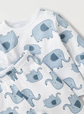 Juniors all over elephants printed shirt & pyjama set (set of 2)