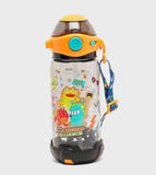 R&B roar straw water bottle with hanging strap
