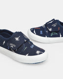 R&B navy printed canvas shoes