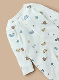 Juniors car & bear printed zipped sleepsuit