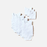 Juniors solid white sleeveless bodysuits (set of 7)