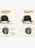 Giggles black leather diaper bag with changing mat