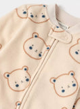 Juniors all over brown bear printed fleece zipped sleepsuit (winter)